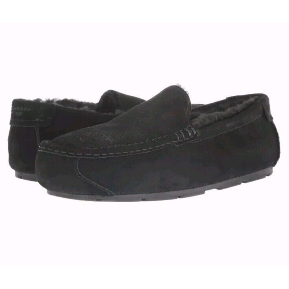 UGG Mens Sz 13 Tipton Loafers Indoor Outdoor Black Suede Comfort Slippers NIB